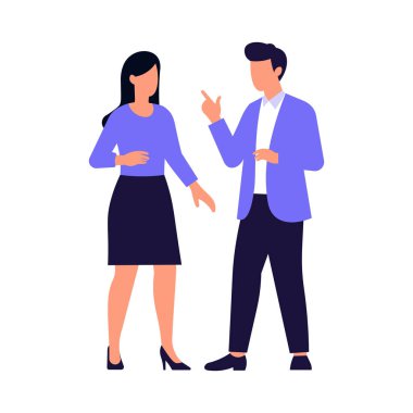 İki iş adamı önemli bir tartışma yapıyorlar, kurumsal çevre konsepti vektör çizimi.