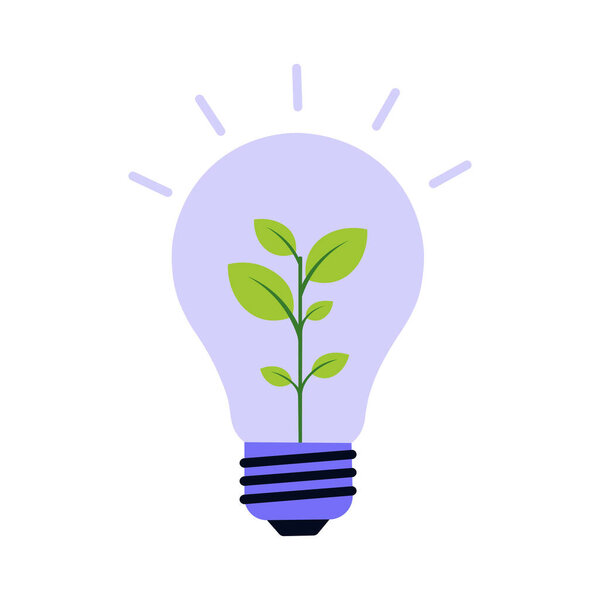 Концепция экологически чистой энергии с установкой на векторной иллюстрации лампочек.