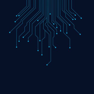 Gelecekçi teknoloji devre çizgisi vektör illüstrasyonu.