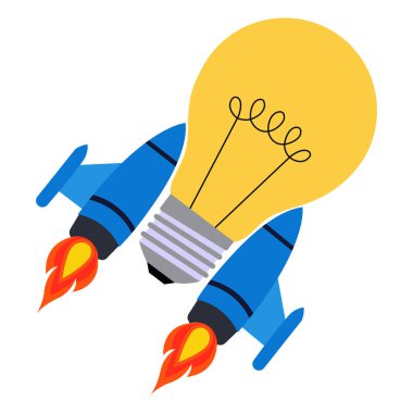 Ampul fırlatma, yenilikçi başlangıç vektör illüstrasyonunu sembolize eder.