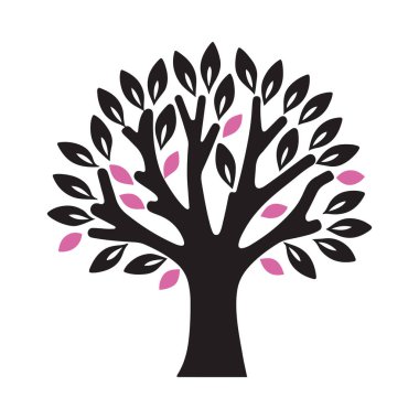 Siyah dallara saçılmış pembe yapraklı ağaç, göğüs kanseri farkındalığındaki dönüşümü ve yenilenmeyi simgeliyor, sonbahar temalı çizimler veya ruhsal iyileştirme tasarımları için idealdir.