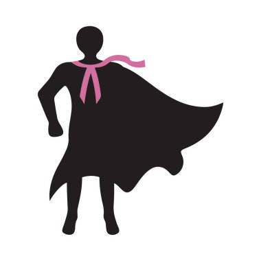 Akan pembe eşarplı süper kahraman silueti cesaret, güç ve göğüs kanseri farkındalığını sembolize ediyor. Kampanya posterlerini ve resimlerini güçlendirmek için harika.