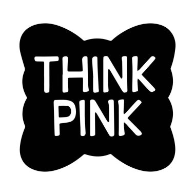 Siyah bulutlu arkaplan üzerinde beyaz olarak Beyin Pembesi mesajı olan tipografi afişi, Göğüs Kanseri Farkındalığı kampanyası posterleri ve sosyal medya için ideal