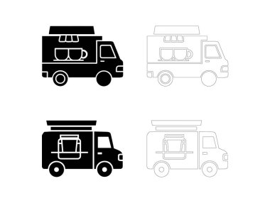 Bir kahve günü ikonu seti. Bir kadın hem sert hem de ana hatlı siluetlerde kahve içiyor. Kafe markalaşması, kahve dükkanı promosyonları ve rahat yaşam tarzı temaları için ideal.