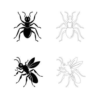 Abartılı uzun bacakları olan, benzersizliği, soyutlamayı ve yaratıcılığı sembolize eden, sanatsal logolar, simgeler ve dekoratif grafik çalışmalar için mükemmel bir karınca düz siyah silueti.