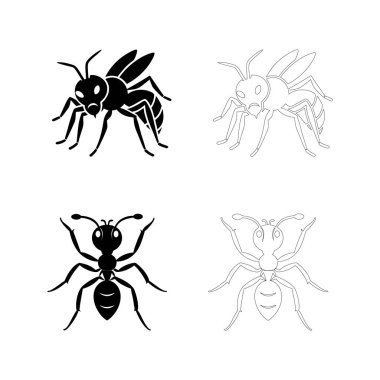 Büyük çene kemikleri, gücü, saldırganlığı ve savunmayı sembolize eden, dövme sanatı, logolar, böcek ikonları ve cesur sembolik grafik projeleri için mükemmel, koyu siyah silueti olan bir karınca.