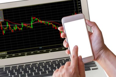 El almak smartphone hisse senedi grafiği Fibonacci retracement göstergesi ile monitör yatırım kavramı