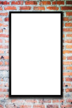 Boş reklam Pano ya da geniş ekran televizyon eski vintage binaların dış tuğla ile arka plan, ticari duvar ve pazarlama kavramı, alan metin veya medya içeriği kopyalama.