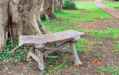 Yeşil park eski taş sandalye