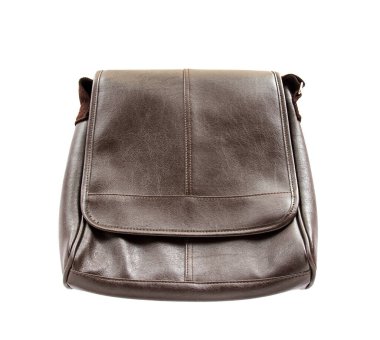 Beyaz bir arka plan üzerinde izole kahverengi deri çanta