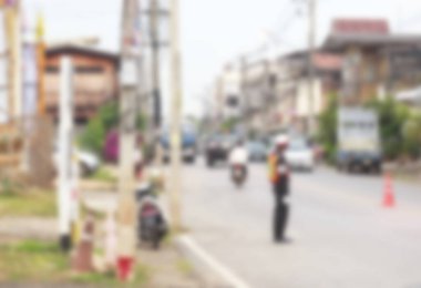 Sokakta - soyut arka plan bulanık bulanık görüntü trafik polisi işe