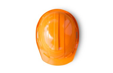 Beyaz arka planda turuncu güvenlik mühendisi kask. Tasarım için en iyi görünümü