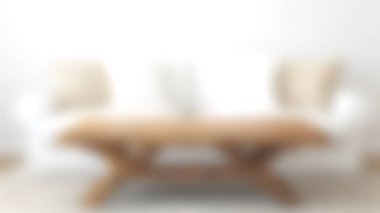 Yumuşak yastıklarla süslenmiş şık beyaz bir kanepe, modern bir oturma odasında huzurlu bir atmosfer yaratan, ahşap bir kahve masasını tamamlıyor..