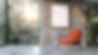 Bu şık yaşam alanı, yemyeşil bitkiler ve bol güneş ışığı ile çevrili yuvarlak bir masanın yanında rahat bir turuncu sandalyeye sahip, dingin bir atmosfer yaratıyor..