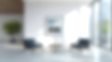 İki sandalye, bir masa ve doğal ışık altında büyüleyici bir şehir manzarası olan modern bir iç mekan. İlham için ideal.