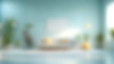 Rahat bir kanepe, çiçekleri davet eden modern bir oturma odası ve yumuşak bir renk paletine sahip şık bir dekor, rahatlama ve rahatlama için mükemmel.