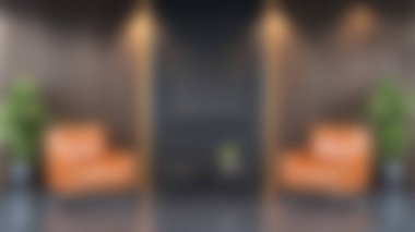 Modern bir iç mekan. İçinde iki şık deri sandalye, küçük masalar ve dekoratif bitkiler var. Herhangi bir çağdaş uzay için mükemmel şık ve davetkar bir atmosfer yaratıyorlar..