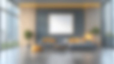 Bu modern oturma odasında, minimalist bir tasarımı vurgulayan, sarı yastıklarla süslenmiş gri bir kanepe sergileniyor. Büyük pencereler parlak ve davetkar bir atmosfer yaratır. Şehrin çarpıcı manzarası ve doğal ışık alanı aydınlatır..