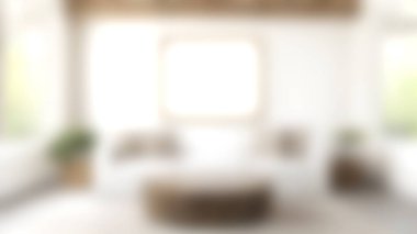 Modern beyaz bir kanepe, ahşap bir sehpa ve doğal aksanları olan parlak ve davetkar bir oturma odası, samimi toplantılar ve şık dekorasyon için mükemmel bir ilham kaynağı..