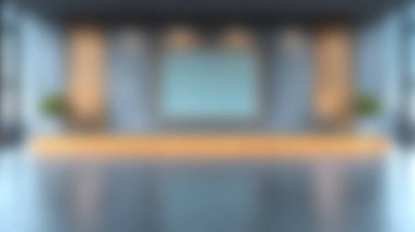 Boş bir çerçeve, minimalist dekor ve büyük pencerelerden şehir manzarasına sahip gösterişli bir modern sanat galerisi. Yaratıcılık ve ilham göstermek için ideal.