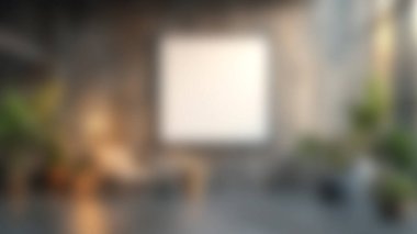 Bu resim, bereketli bitkiler ve sıcak aydınlatmalarla çevrili ahşap bir duvarda boş bir çerçevenin yer aldığı modern bir iç mekanı gösteriyor. İlham için ideal sakin bir ortam yaratıyor..