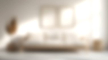 Huzurlu bir oturma odası sahnesi yumuşak tonlarda rahat bir kanepe, şık dekorlarla çevrili ve doğal ışıkla yıkanmış, modern bir ev için mükemmel..