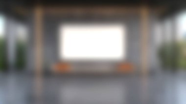 Geniş bir boş ekran ve yastıklı şık bir kanepe, çağdaş bir ev ya da ofis alanı için mükemmel..