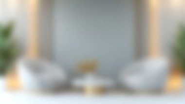 İki çağdaş sandalye ve modern bir sehpanın sergilendiği zarif bir salon keşfedin. Şık iç tasarımda ilham için ideal..