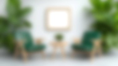 Bu resim, rahat sandalyelerin ve yemyeşil bitkilerin bulunduğu modern bir oturma odasını sergiliyor. Parlak ve davetkar bir atmosfer yaratıyor. Rahatlama ve sosyal etkileşim için mükemmel..