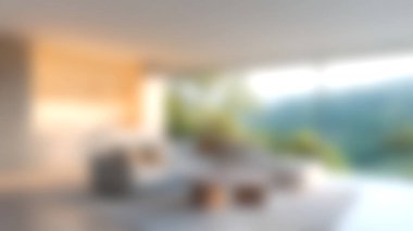 Parlak ve havadar modern minimalist iç mekan huzurlu manzaralı ve doğal ışıklı lüks bir mekan sergiliyor. Rahatlamak ve rahatlamak için mükemmel..