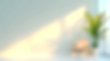 Bu sakin görüntü, yumuşak ışığı yakalar. Minimalist bir alana yumuşak gölgeler bırakır. Canlı yeşil bir bitki, sakinleştirici ve davetkar bir ortam yaratır..