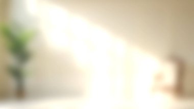 Bir pencereden süzülen parlak güneş ışığını yakalayan, bitki dekoruyla odayı aydınlatan sakin bir sahne. Huzur ve sıcaklık temaları için mükemmel..