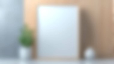 Ahşap bir duvarda boş bir çerçeve sergiliyor, dekoratif bir saksı ile tamamlanmış, tasarım için mükemmel..