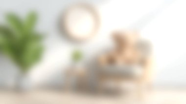 Bu rahat ve parlak oturma odasında modern mobilyalar, yeşil kapalı bitki aksanları ve dinlenme ve tarz için ideal sakin bir atmosfer yaratan yumuşak dokular var..