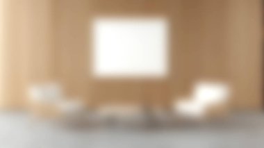 Ahşap duvarlar ve rahat mobilyaların bulunduğu modern bir minimalist oturma odası, rahatlama ve sanatsal ifade için ideal. Davetiye alanı yaratıcılık için boş bir tuval sunuyor..