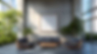 Doğal ışık ve yemyeşil ile dolu sakin ve davetkar bir modern iç mekan. Rahatlamak ve şık yaşamak için mükemmel..