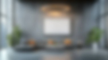 Zarif mobilyalar, şık bitkiler ve sakin bir atmosfer için parlak ışıklandırma ile minimalist tasarımı vurgulayan şık ve modern bir oturma odası deneyin.