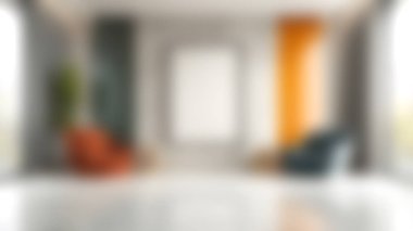 Modern dekor, canlı renkler ve bol doğal ışık içeren şık bir oturma odası. Konforlu oturma düzeni rahatlamak için davetkar bir ortam yaratır..