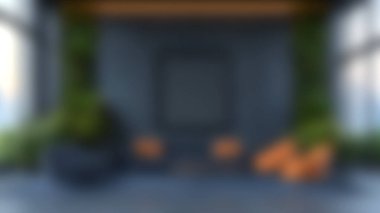 Yumuşak ışıklandırma ve kapalı alan bitkilerinin bulunduğu rahat, modern bir yaşam alanı, rahatlama ve tarz için mükemmel bir atmosfer yaratıyor. Ev dekorasyonu ilhamı için ideal.