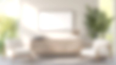 Doğal ışık, minimalist dekorasyon ve konforlu mobilyaları olan rahat ve aydınlık bir yatak odası. Rahatlama ve sükunet için ideal..