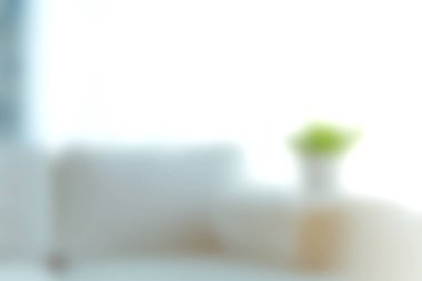Bu görüntü, küçük yeşil bir bitkiyle parlak bir pencerenin yer aldığı bulanık bir ev görüntüsü yakalıyor. Yumuşak odak sakin bir atmosfer yaratıyor, dekorasyon için mükemmel..