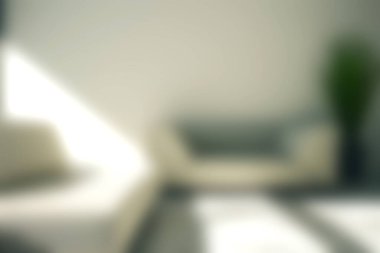 Geniş pencerelerden süzülen yumuşak ışığın bulunduğu parlak ve modern bir oturma odası, şık mobilyalar ve rahatlatıcı renklerle minimalist bir tasarım yaklaşımı sergiliyor..