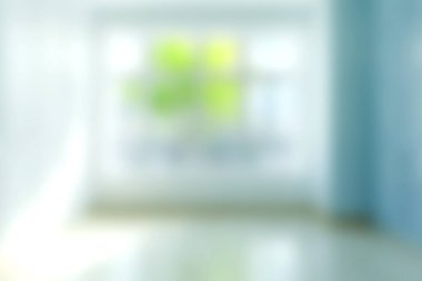 Pencerenin kenarında yeşil bir bitki bulunan parlak, minimalist bir odanın yumuşak odaklı görüntüsü dinlenmek için mükemmel sakin bir atmosfer yaratıyor..