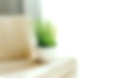 Yumuşak ışık ve yeşil bir bitki içeren rahat bir minimalist iç mekan, rahatlama ve modern yaşam için mükemmel bir atmosfer yaratıyor..