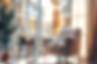 Bu görüntü, yumuşak bir sandalye ve kapalı bir yeşilliğin yer aldığı sıcak güneş ışığıyla dolu rahat bir oturma odasını yakalıyor. Ev dekorasyonu için mükemmel..