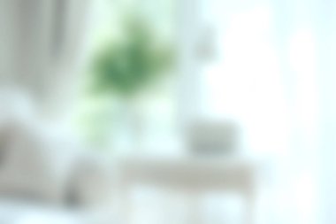 Yumuşak odak elementleri, şık mobilyalar ve parlak doğal ışığın serin ve davetkar bir atmosfer yarattığı güzel tasarlanmış bir oturma odası..