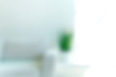 Sakin ve minimalist bir iç mekan yumuşak dokular ve ince yeşil bir bitki sergiliyor. Parlak ve sakin bir atmosfer yaratıyor. Rahatlamak için mükemmel..