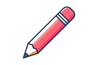 Kırtasiye simgeleri için neşeli ve renkli bir tasarım, e-öğrenim, eğitici kalem simgeleri ve çocuk kitapları için ideal.