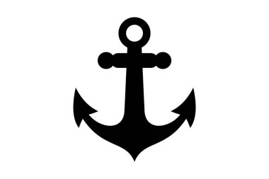 Siyah vektör sanatında denizci dayanak noktası simgesi. Süslü siyah çapa vektörü, deniz, yelkencilik veya seyahat tasarım temaları için mükemmel.