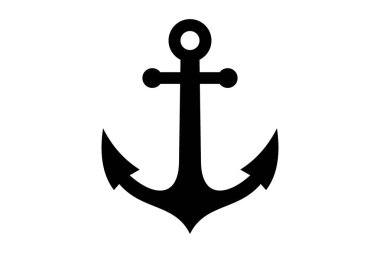 Minimalist siyah çapa siluet vektör çizimi. Basit siyah bir çapa silueti. Logolar, yelken temalı projeler ve dövmeler için harika..